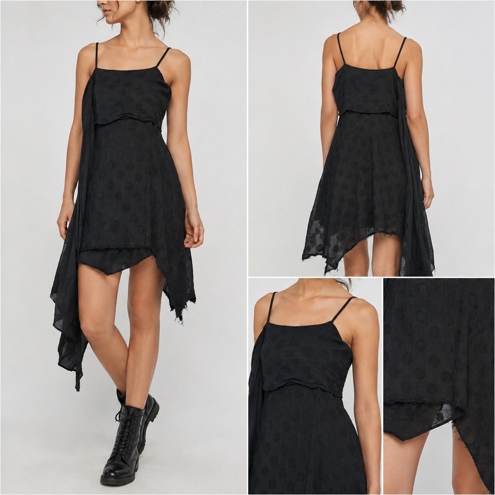 Lost & Found Ria Dunn Cami Top Women M Black Avant Garde Asymmetrical Layered